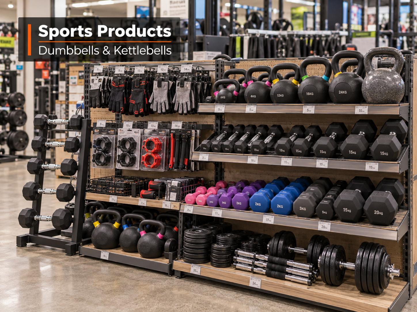Dumbbells and Kettlebells numbered subcategory photograph